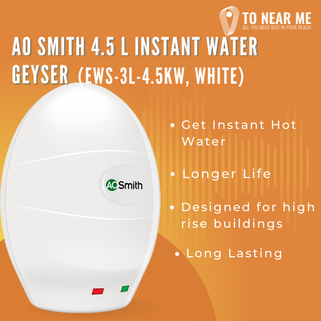 AO Smith 4.5 L Instant Water Geyser (EWS-3L-4.5KW, White)